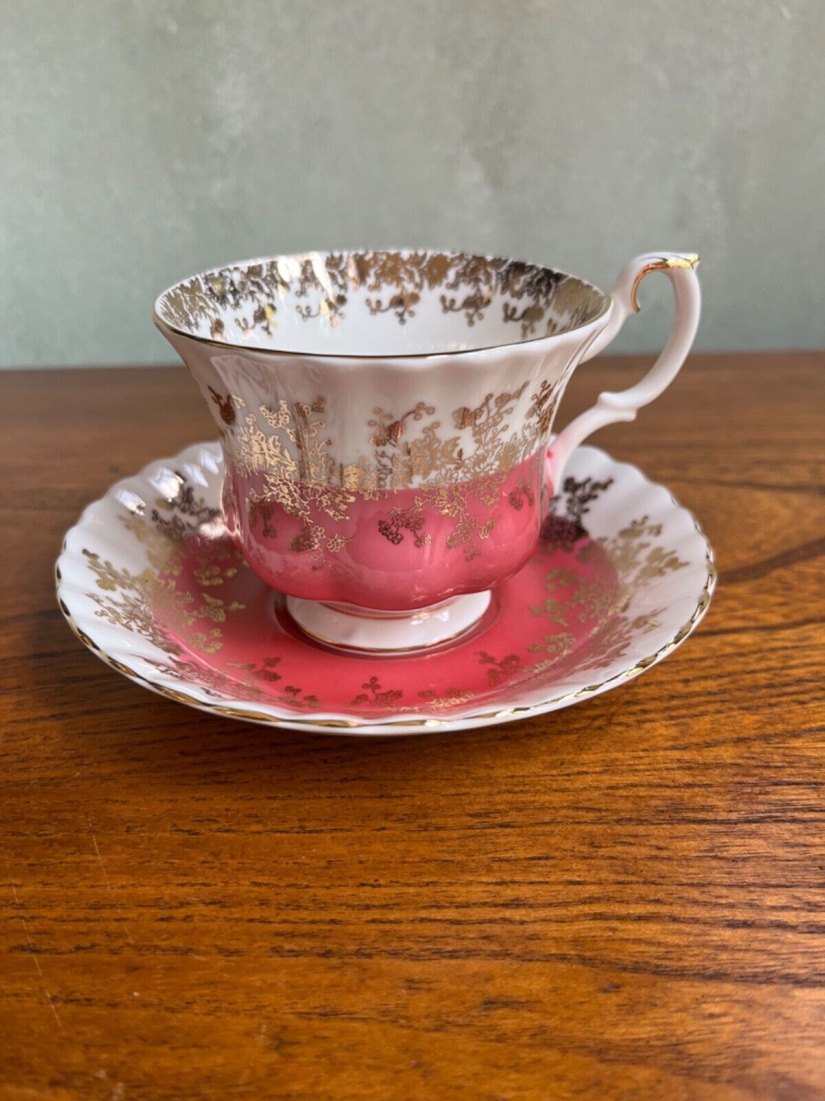 Royal Albert Regal Series Pink Tea Cup & Saucer Made in England Gently Used