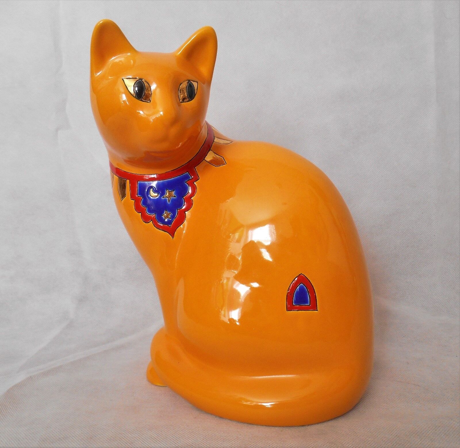 Faïenceries de Longwy Orange Cat Figurines En émaux ou en faïences