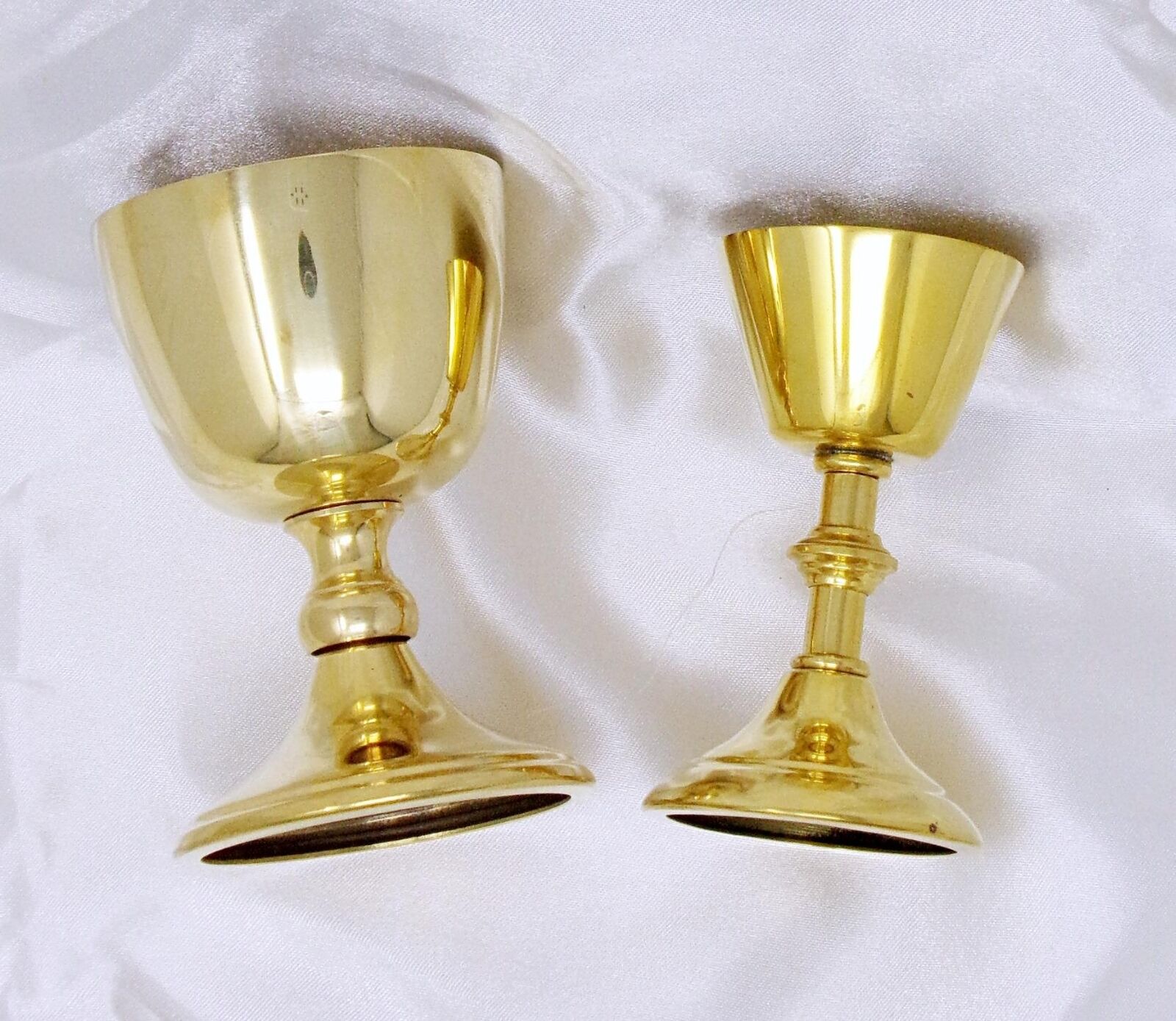 Set of Two Miniature Brass Chalices Cups for Personal Mass Sets Priest Gifts