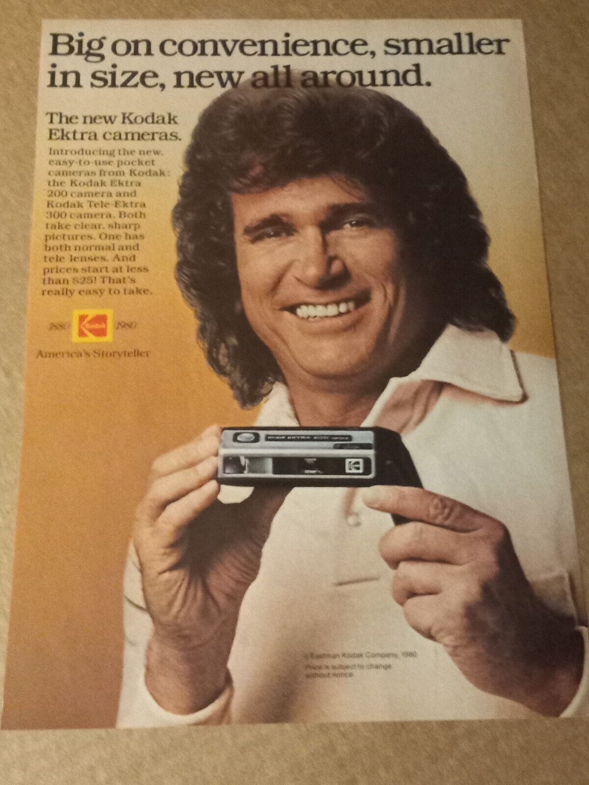 1980 print ad page - MICHAEL LANDON - Eastman Kodak cameras Vintage ADVERTISING