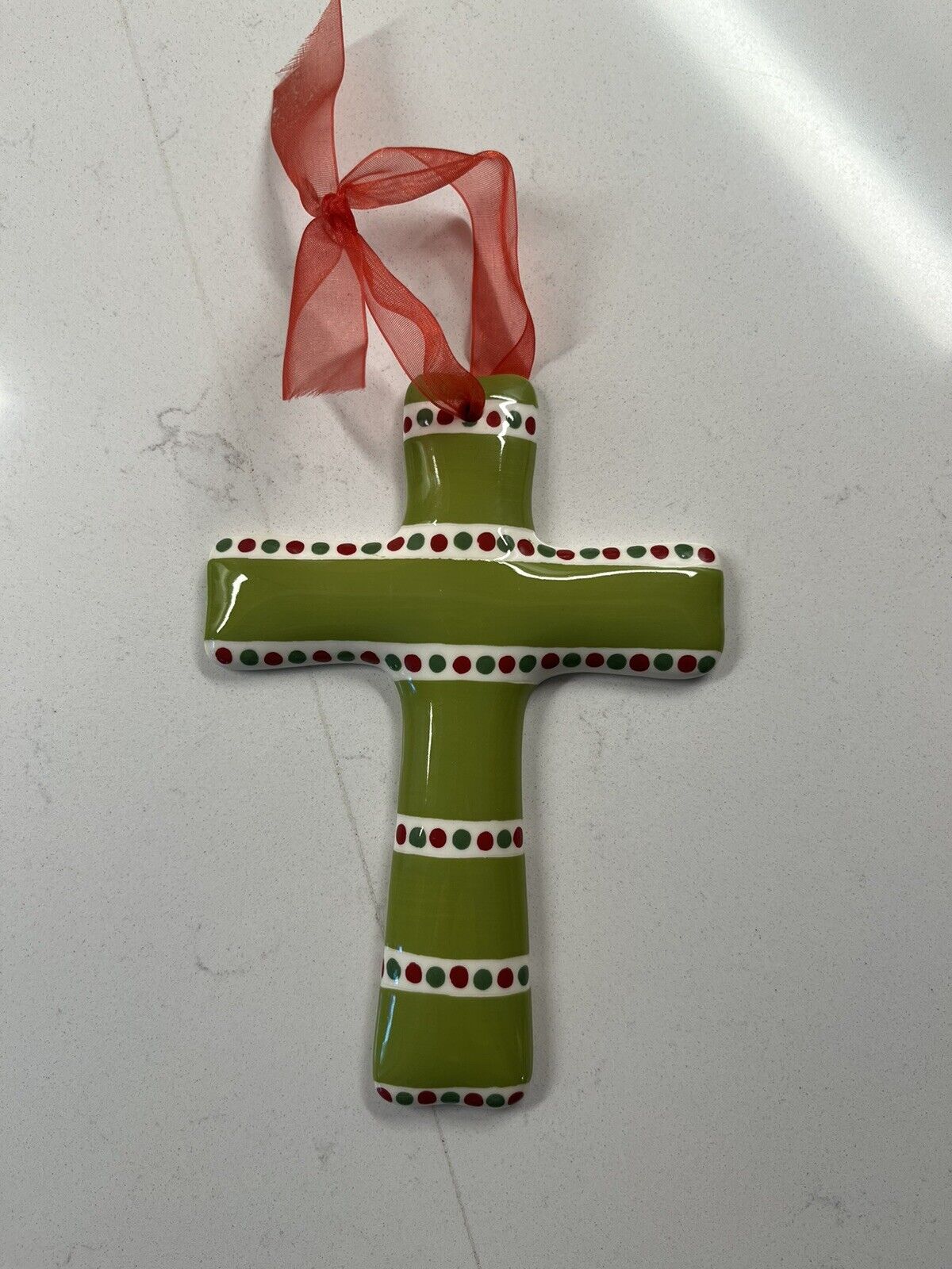 M. Bagwell Ceramic Cross Ornament/ Wall Hanging 6-1/4” With Tie