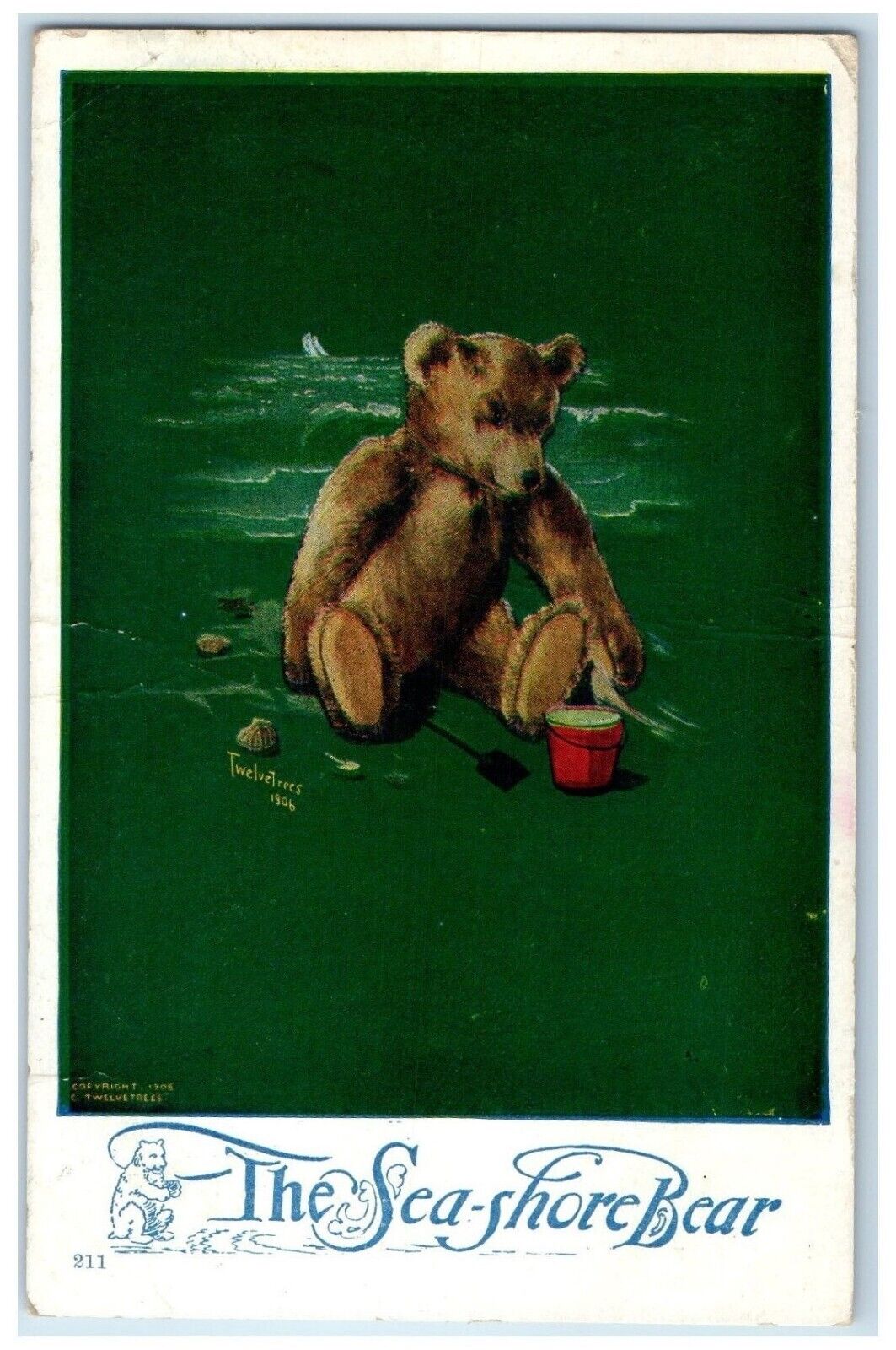 1910 The Sea Shore Bear Twelvetrees Worthington Minnesota MN Antique Postcard