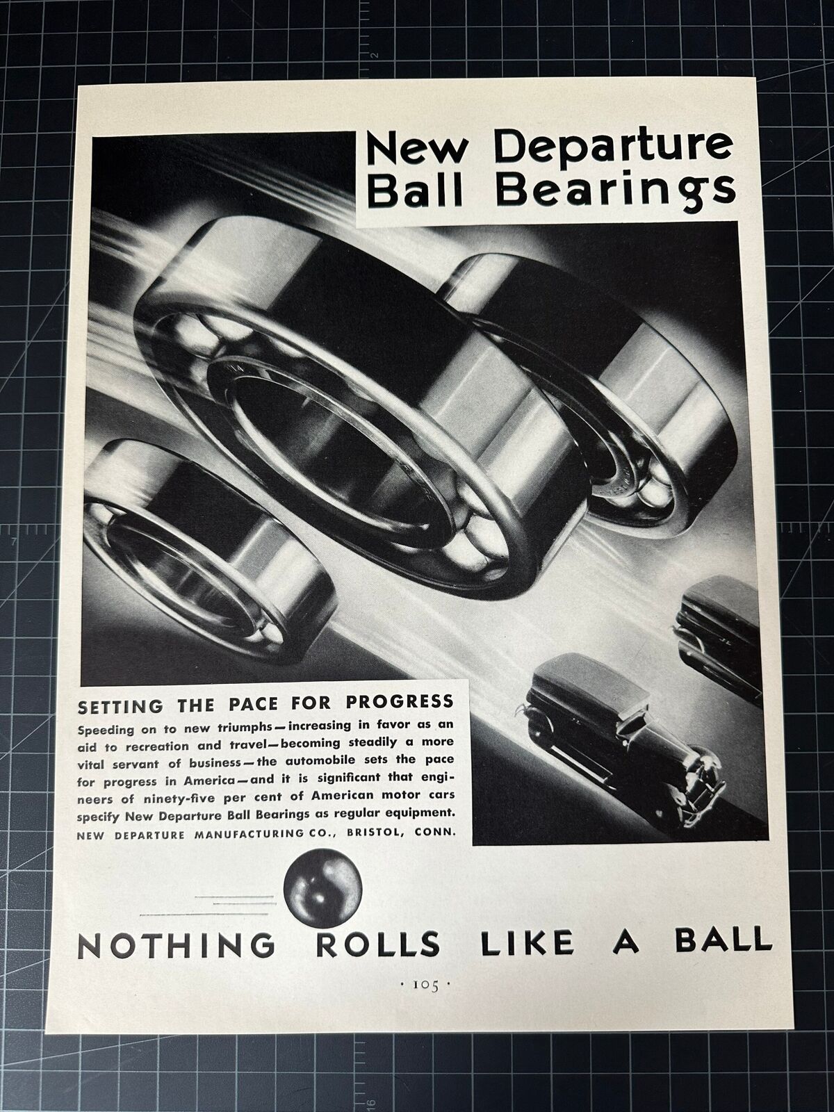 Vintage 1930s New Departure Ball Bearings Print Ad