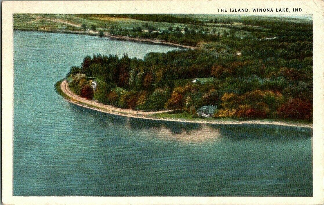 1925. WINONA LAKE, IND. ISLAND . POSTCARD.