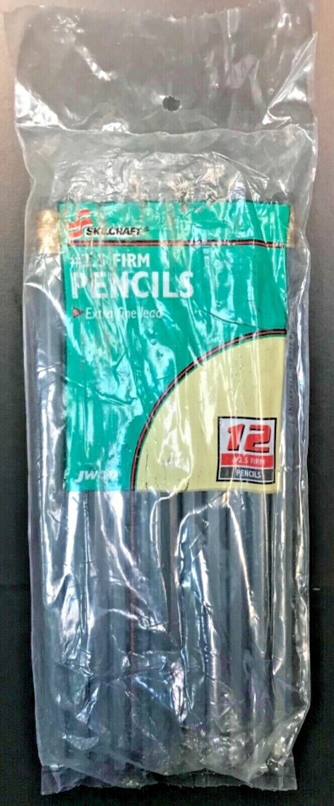 NEW SKILCRAFT 12 Wood Pencils  #2.5 Firm Extra Fine Lead with Eraser Gray USA