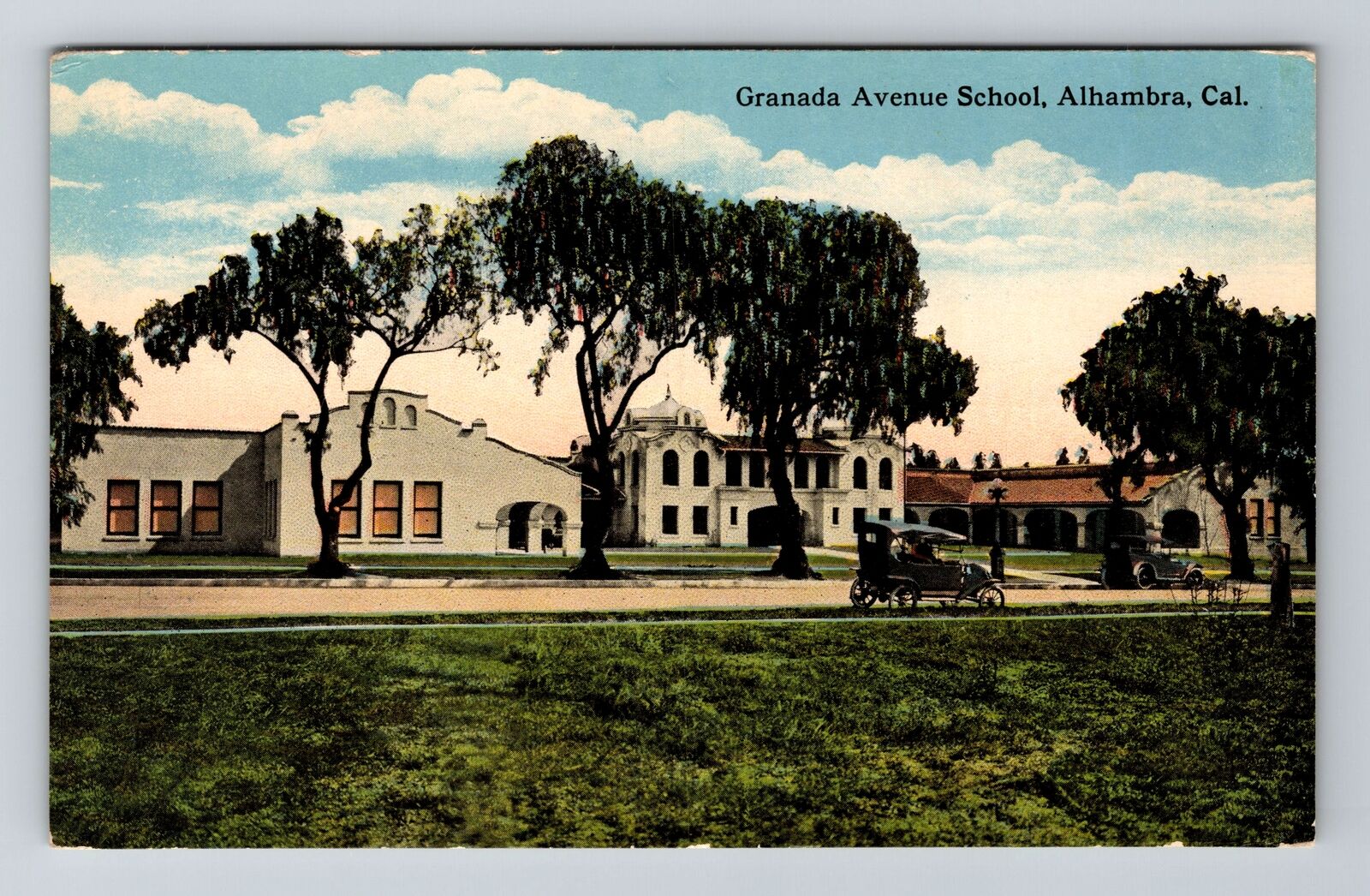 Alhambra CA-California, Granada Avenue School, Antique Vintage Souvenir Postcard