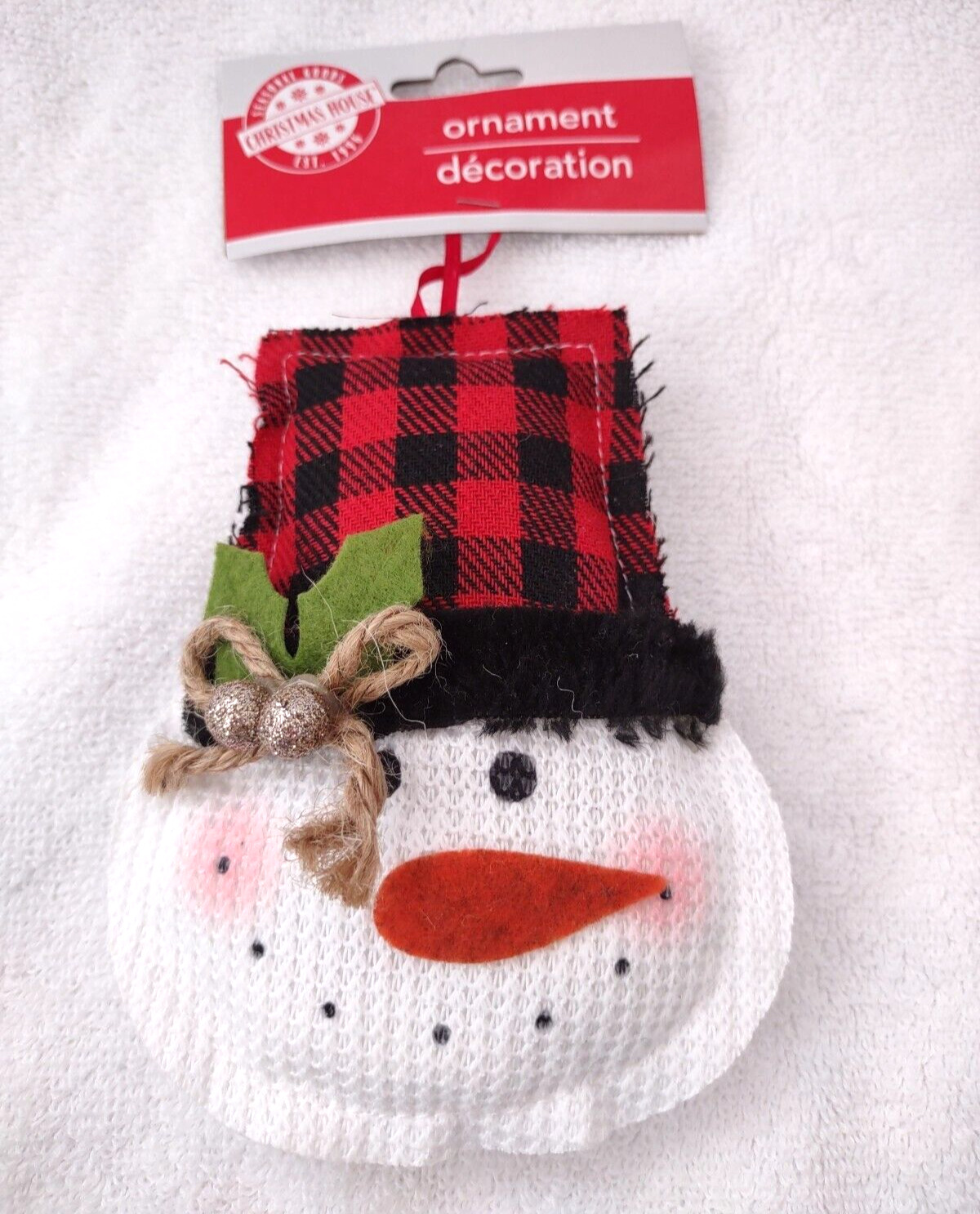 Plush Snowman Christmas Ornament 5 1/2\