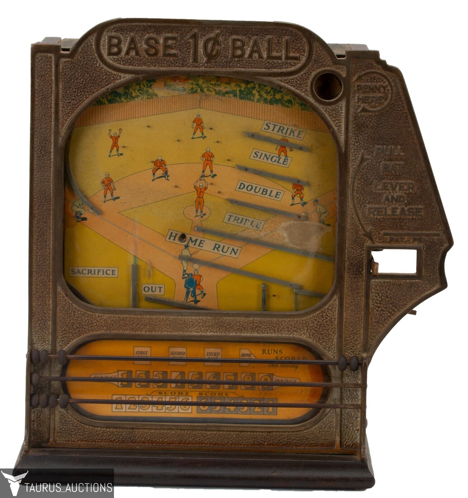 1930s Atlas Indicator Works 1c Penny Countertop Coin Op Baseball Arcade Game