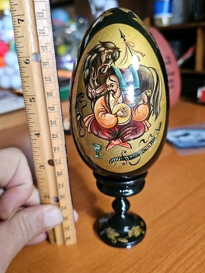 Russian Hand Painted Wooden Egg