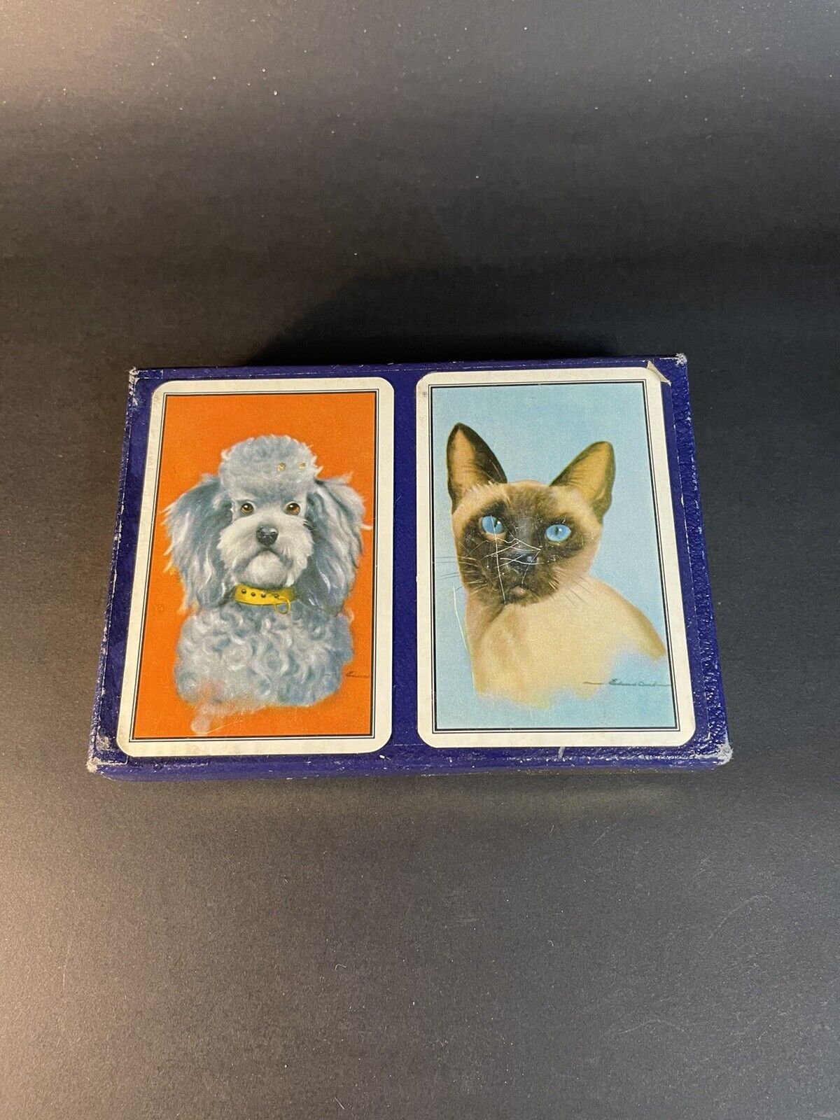 Kingsbridge Piatnik 2 Decks Cat Dog Playing Cards - Vienna - 24Kt Gold Tipped