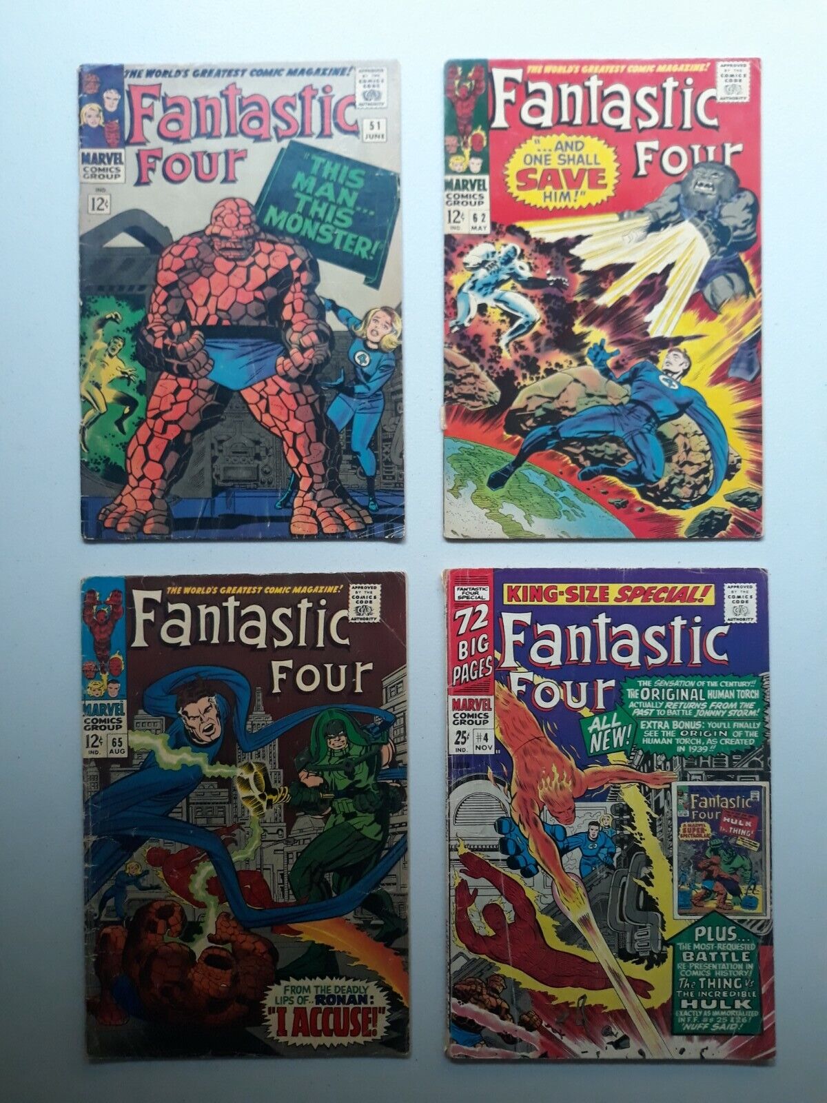 Fantastic Four 51, 62, 65, Annual 4 Marvel Comics 1966 - 1967