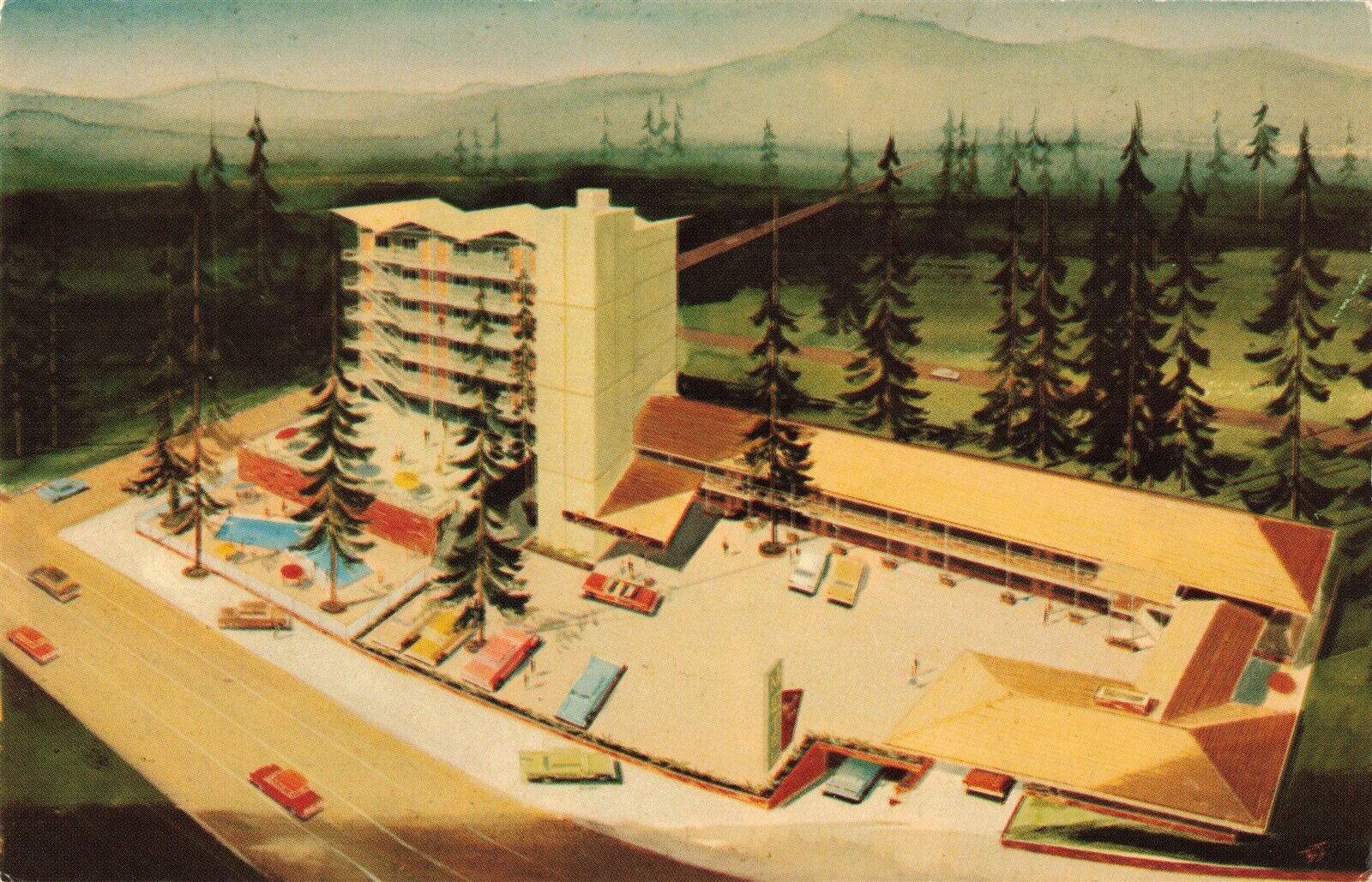 Russell 'N Pines Motel Tahoe City CA Postcard D294