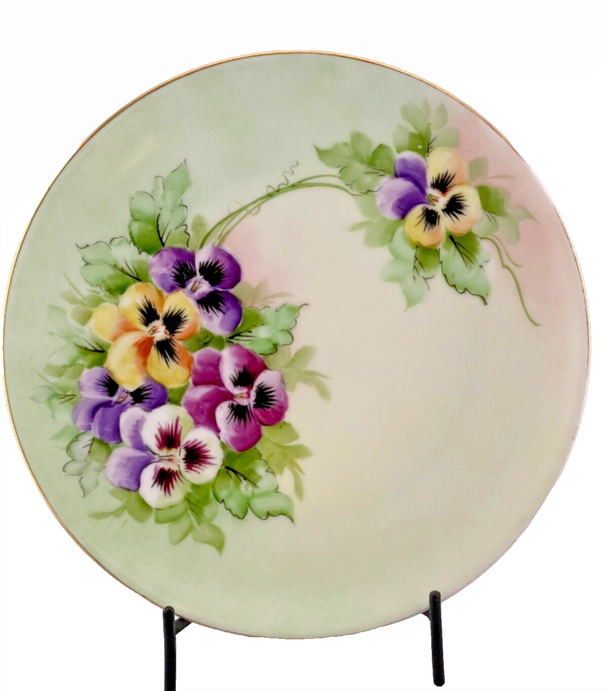 Antique Bavarian Thomas Signed 9” Plate Multicolored flowers