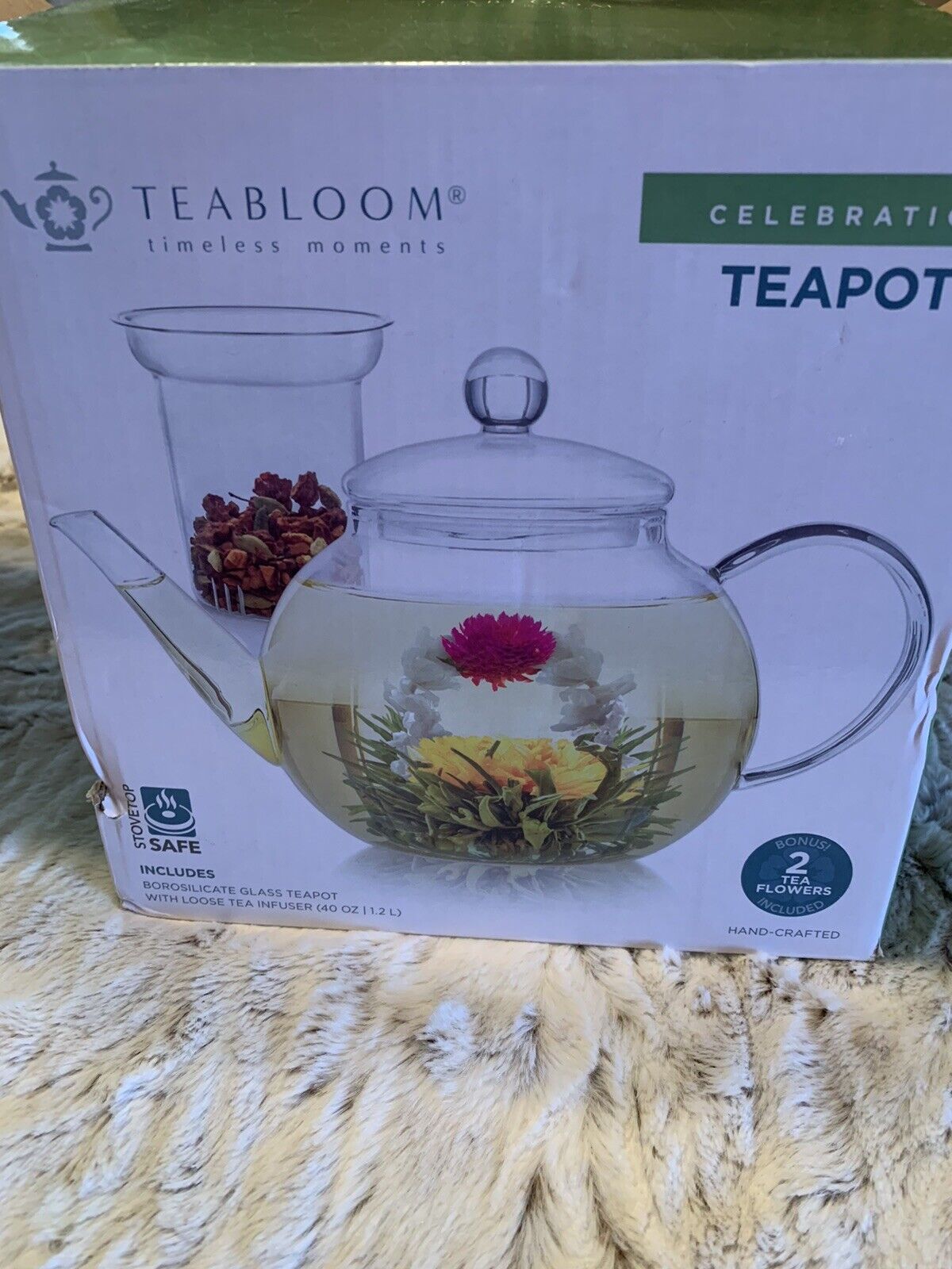 TEABLOOM Timeless Moments Celebration Flowering Teapot Set 40oz *NIB*