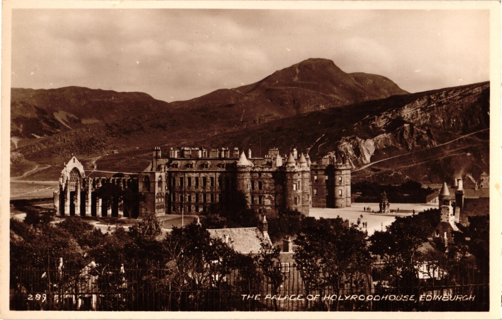 Real Photo Aerial Palace of Holyrood House Castle Edinburgh Scotland Postcard
