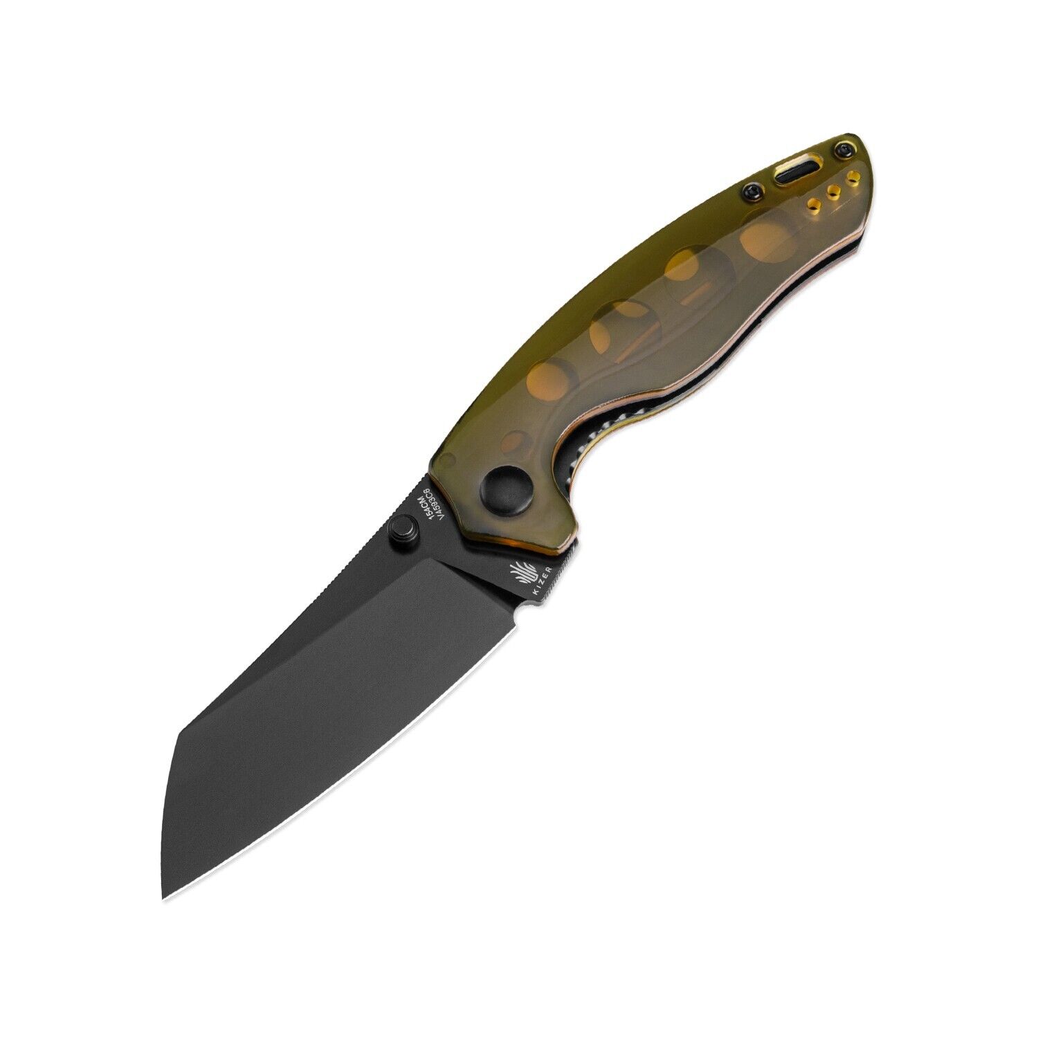Kizer Towser K Pocket Knife, 154CM Steel Blade, Dark Yellow PEI Handle, V4593C6