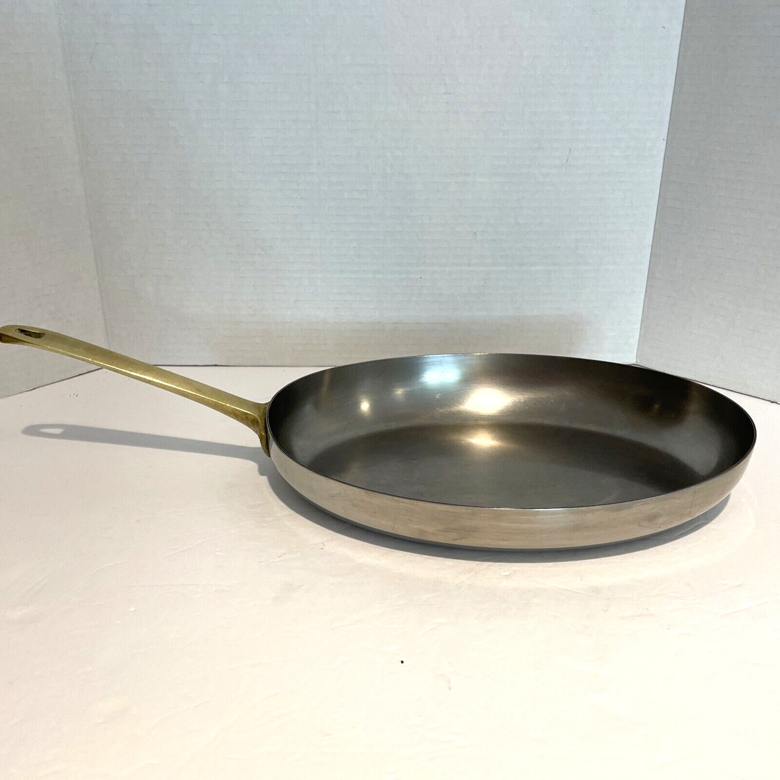 VTG PAUL REVERE WARE SIGNATURE STAINLESS 1801 OVAL FISH SKILLET PAN BRASS HANDLE