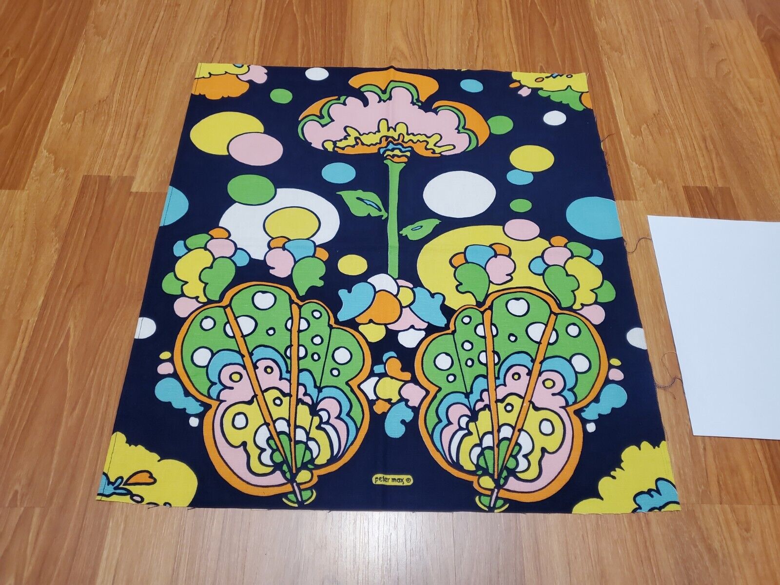 Awesome RARE Vintage Mid Century Retro 70s 60s Peter Max Bright Floral Fabric