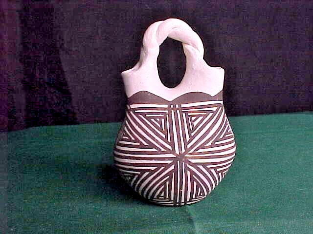 Miniature Acoma Pottery Wedding Vase Joyce Leno 3\
