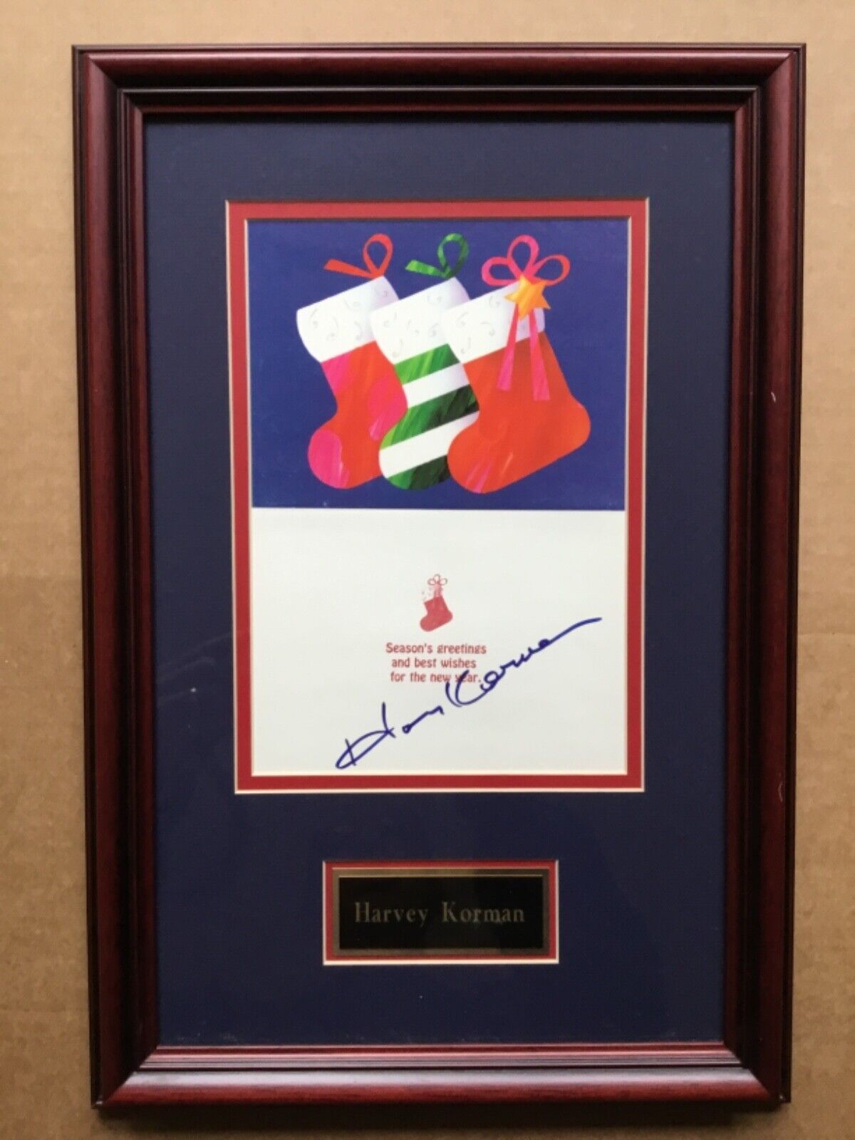 Rare Harvey Korman In-Person Signed Christmas Card with Custom Framing 