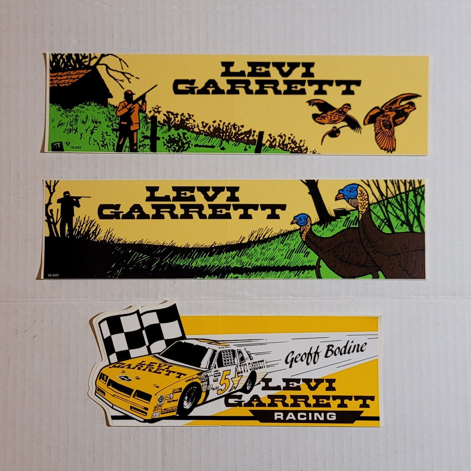 Lot Of 3 Vintage Levi Garrett Chewing Tobacco Bumper Stickers Racing & Hunting
