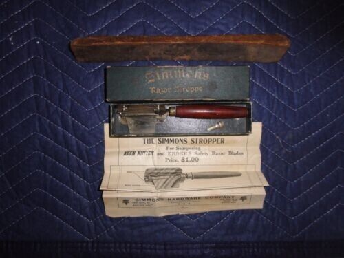 Antique The Simmons Razor Stroppe Original Box and Instructions Keen Kutter