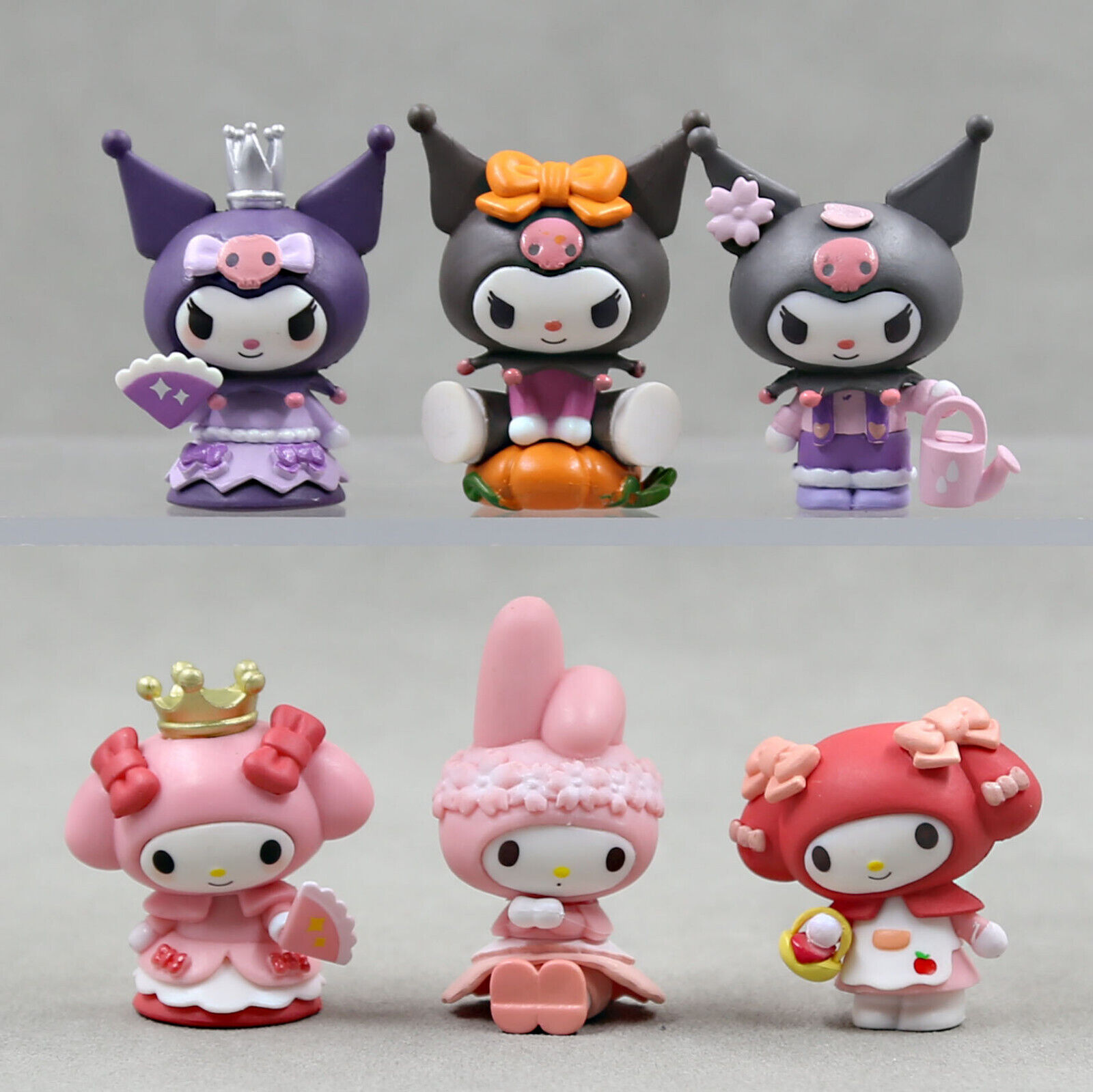 6pcs/set Cute My Melody Kuromi Four Seasons Figures PVC Doll Toy Cake Toppers