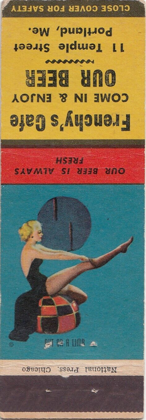Frenchy's Cafe — Portland, Maine~Vintage ME Pin-Up Pinup Matchbook Cover