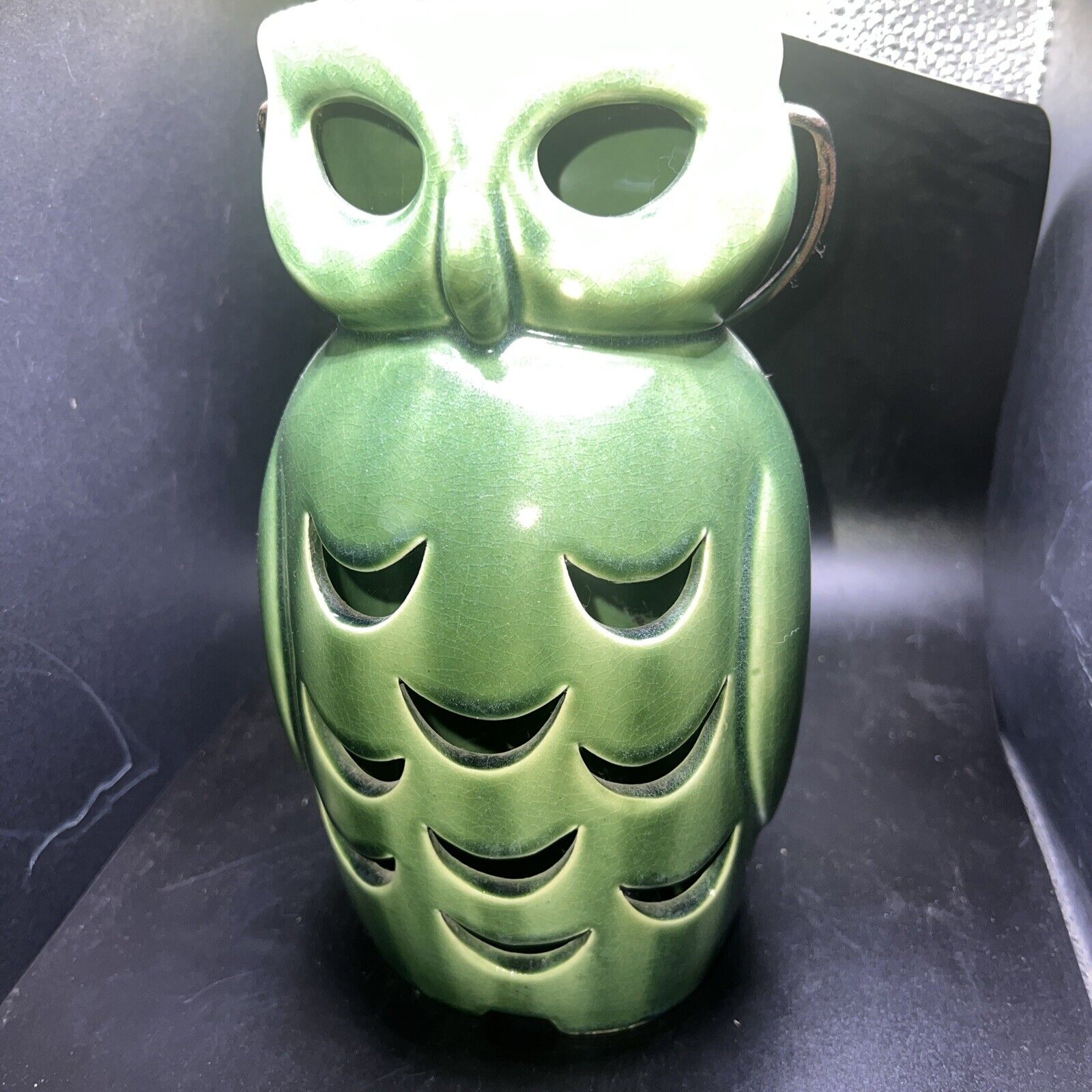 Vintage Brush McCoy Ceramalite Green Owl Lantern 1970’s, Super Cool  Rare