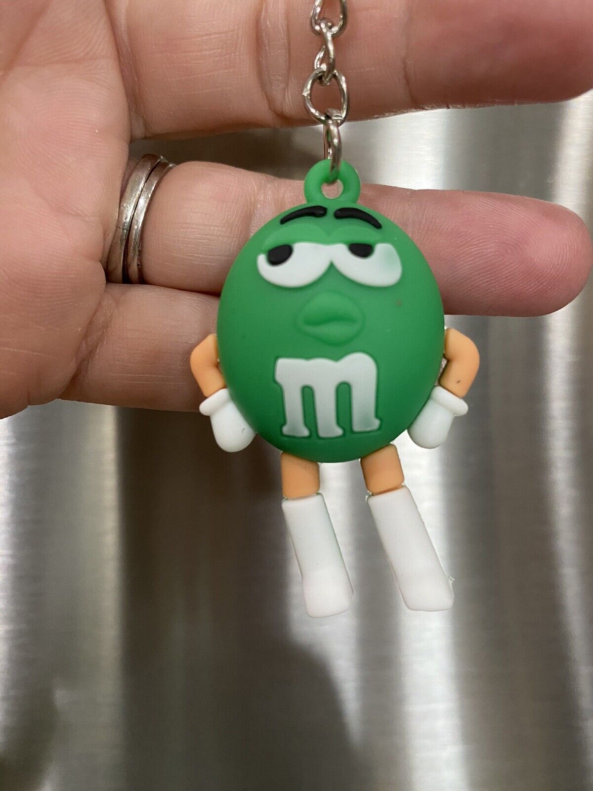 M & M Chocolate Candies, Keychain, Backpack Charm, 2” Length, Green