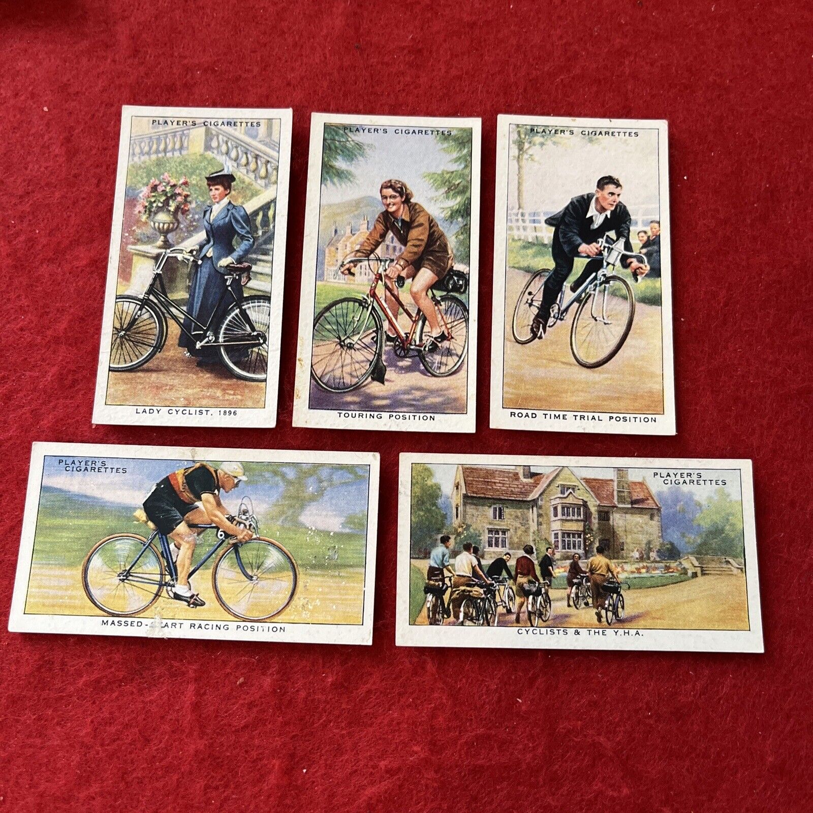 1939 John Player & Sons “Cycling” Bicycles Tobacco Card Lot (5)            EX-NM