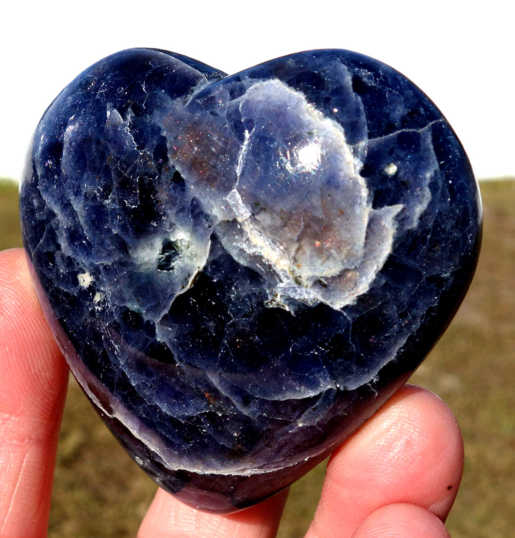 BLUE IOLITE Crystal Heart Point Cordierite Water Sapphire For Sale New Old Stock
