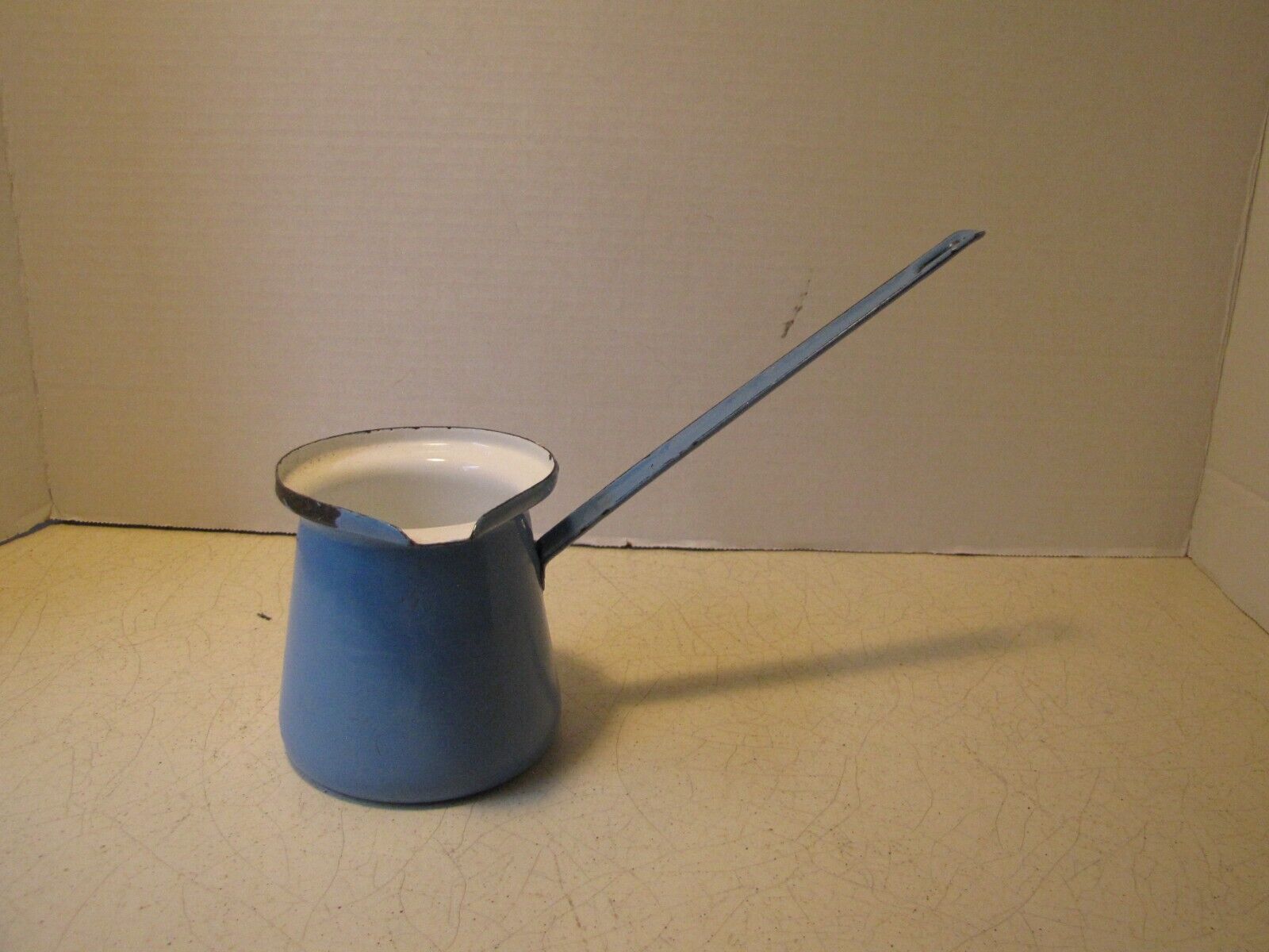 Vintage French Design Blue and White Enamelware Butter Warmer