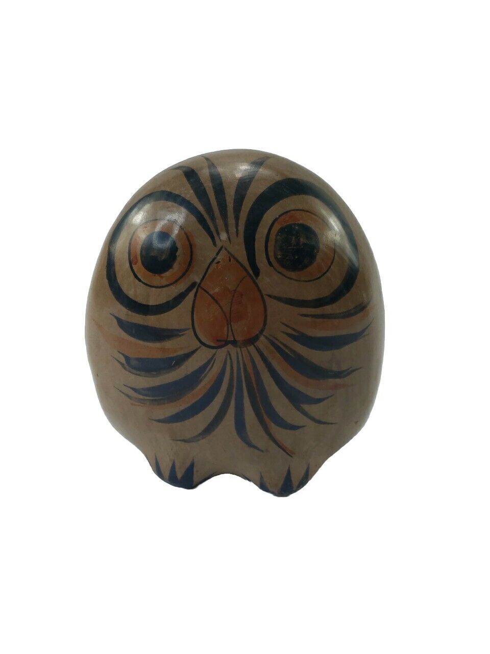 Vintage Mexican Pottery Owl Folk Art Hand-Painted Figurine Ceramic