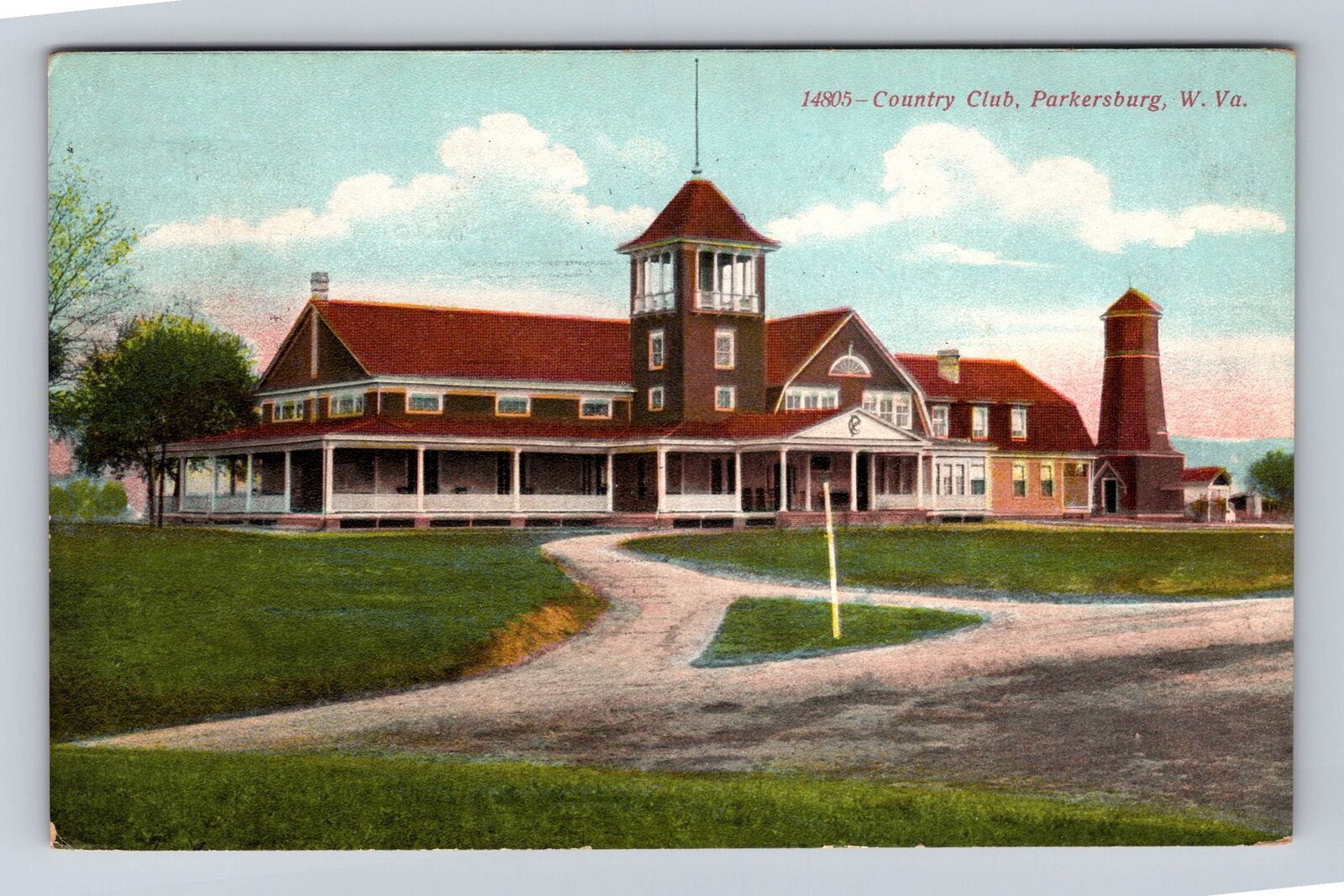 Parkersburg WV-West Virginia, County Club, Antique, Vintage Souvenir Postcard