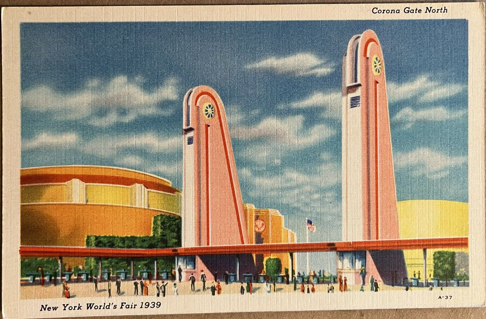 New York Worlds Fair 1939 Tomorrow World Corona Gateway North Postcard
