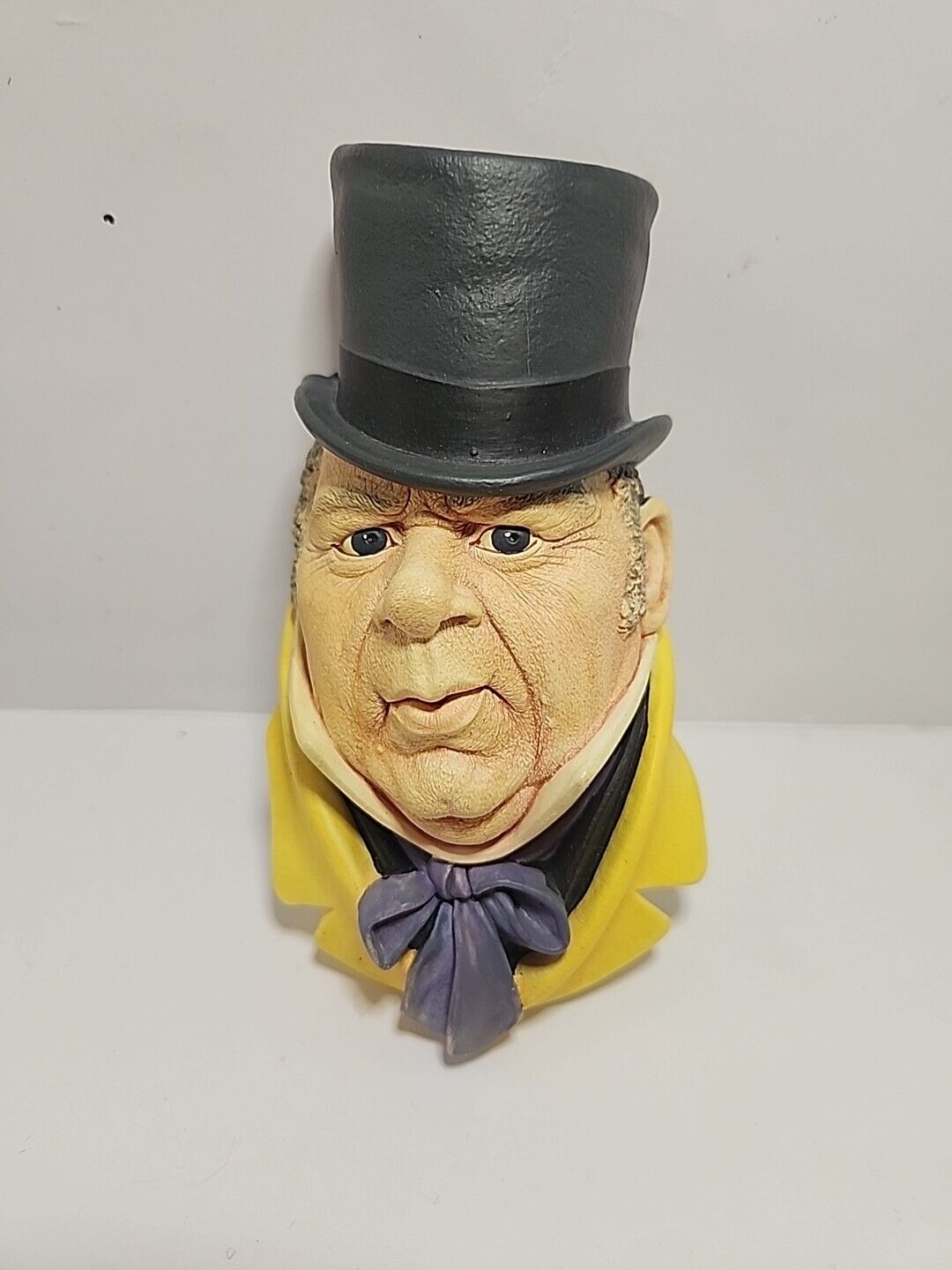 Vtg 1964 Bossons England Mr Micawber Chalkware Head Wall Hanging Charles Dickens