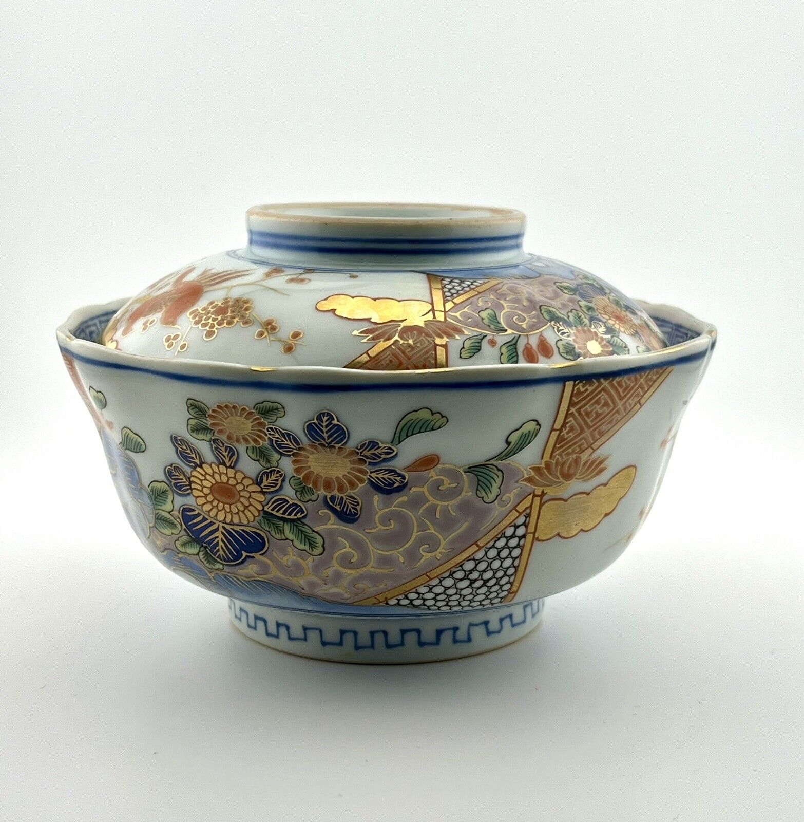Vintage Japanese Lidded Bowl. Arita Ware  Ko-Imari style EUC  Toshikadani Kiln