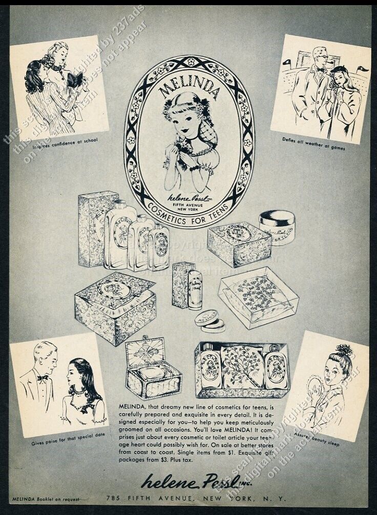 1946 Helene Pessl Melinda cosmetics vintage print ad