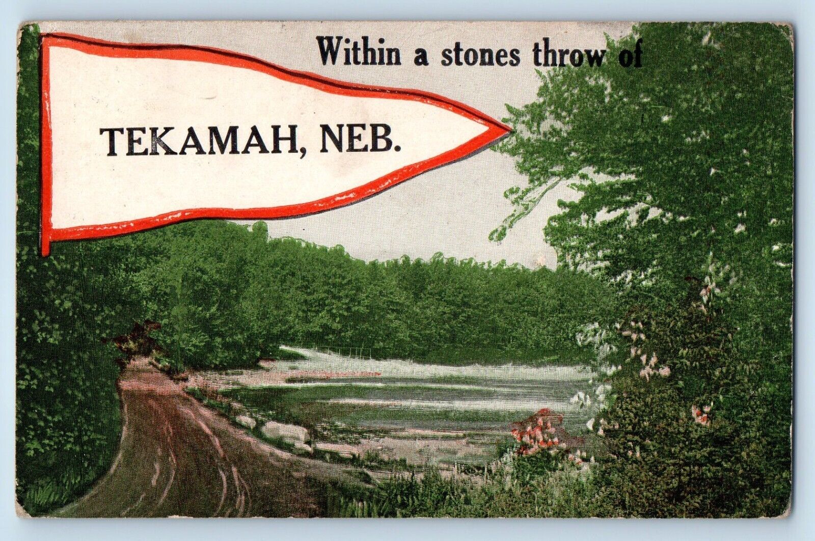 Tekamah Nebraska Postcard Within Stones Throw Exterior View 1915 Vintage Antique