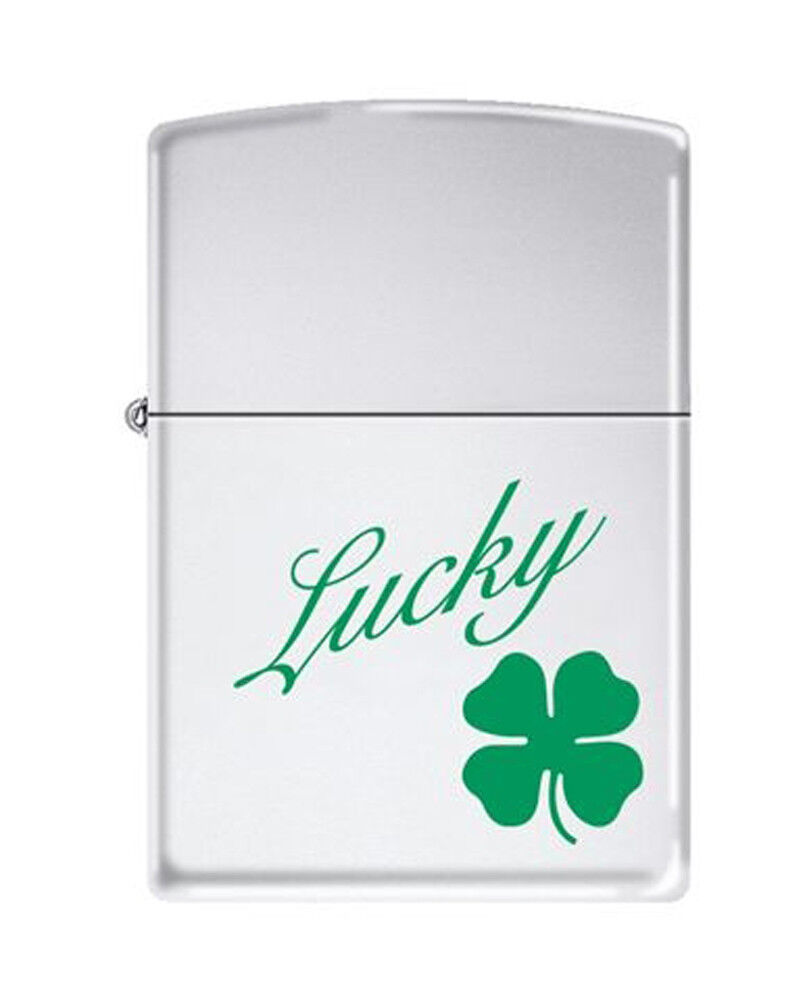 LUCKY Four Leaf Clover Irish Shamrock Chrome Zippo Lighter