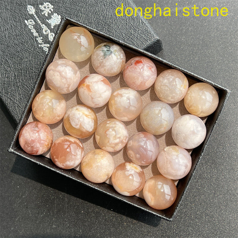 12pcs Wholesale Natural cherry blossom agate sphere quartz crystal ball 15mm