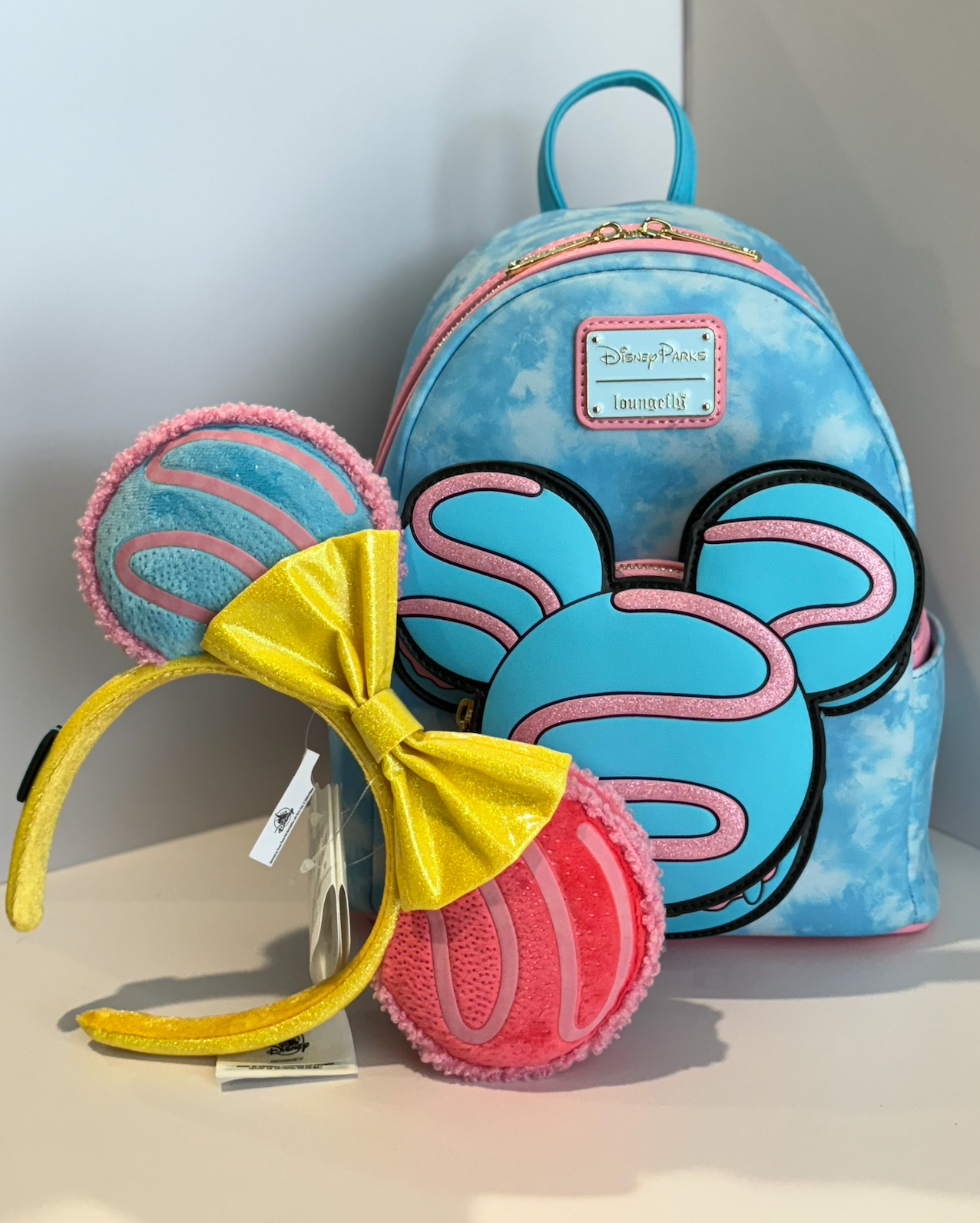 NEW Loungefly 2024 Disney Parks Eats MACARON Mini Backpack + Mouse Ear Headband