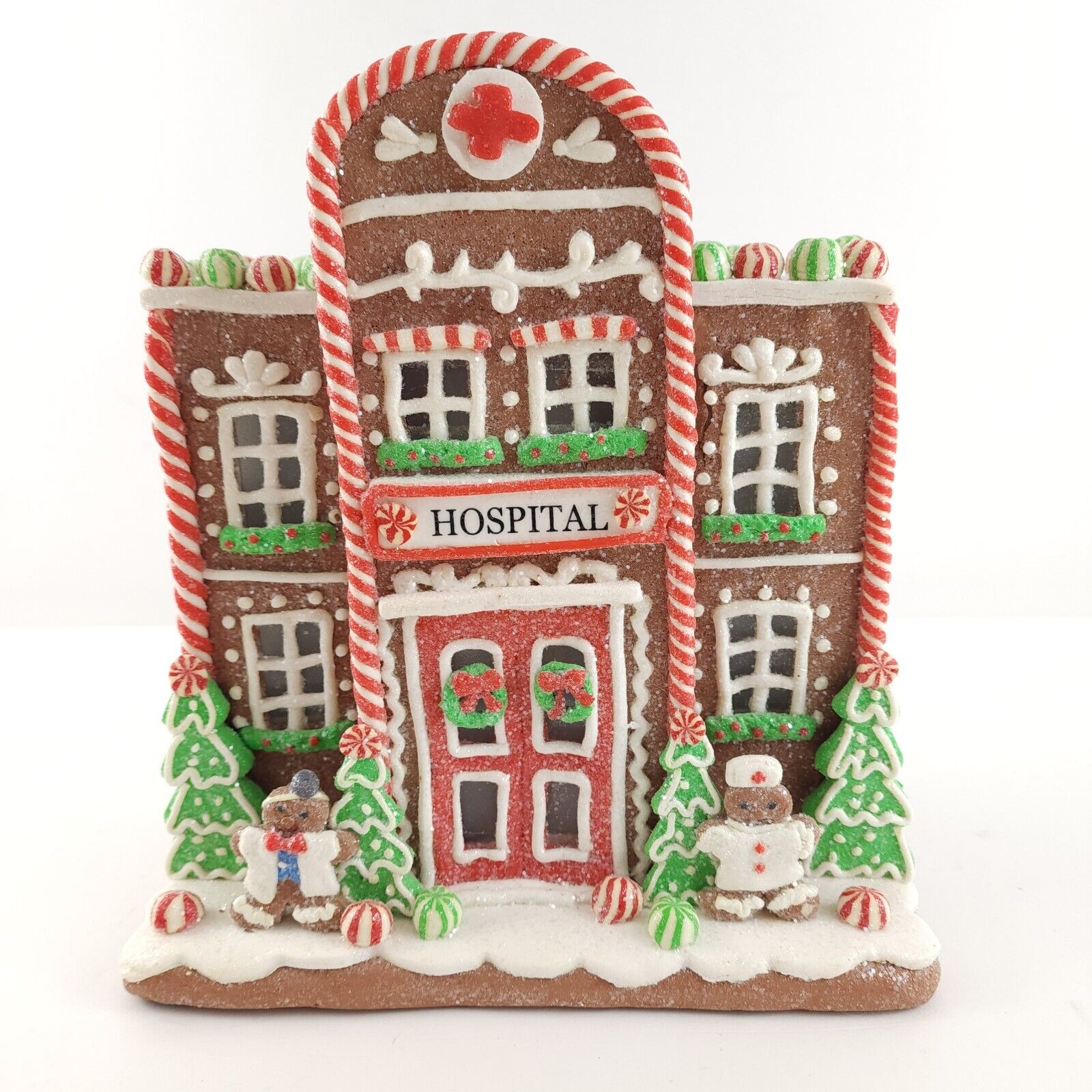 Illuminated Townsquare Gingerbread Hospital by Valerie