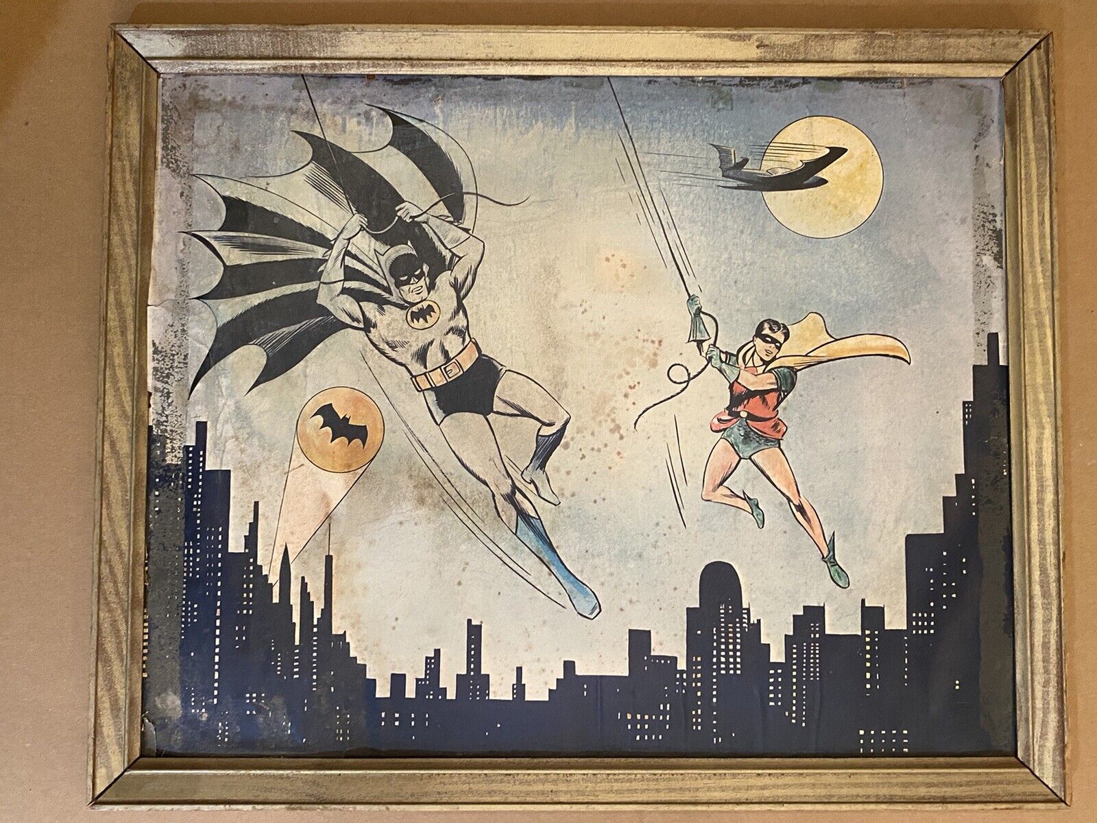 BATMAN AND ROBIN  16 X 20 “ MAILAWAY IN ORIG FRAME 1966 STAMPED ON BACK DAVCO
