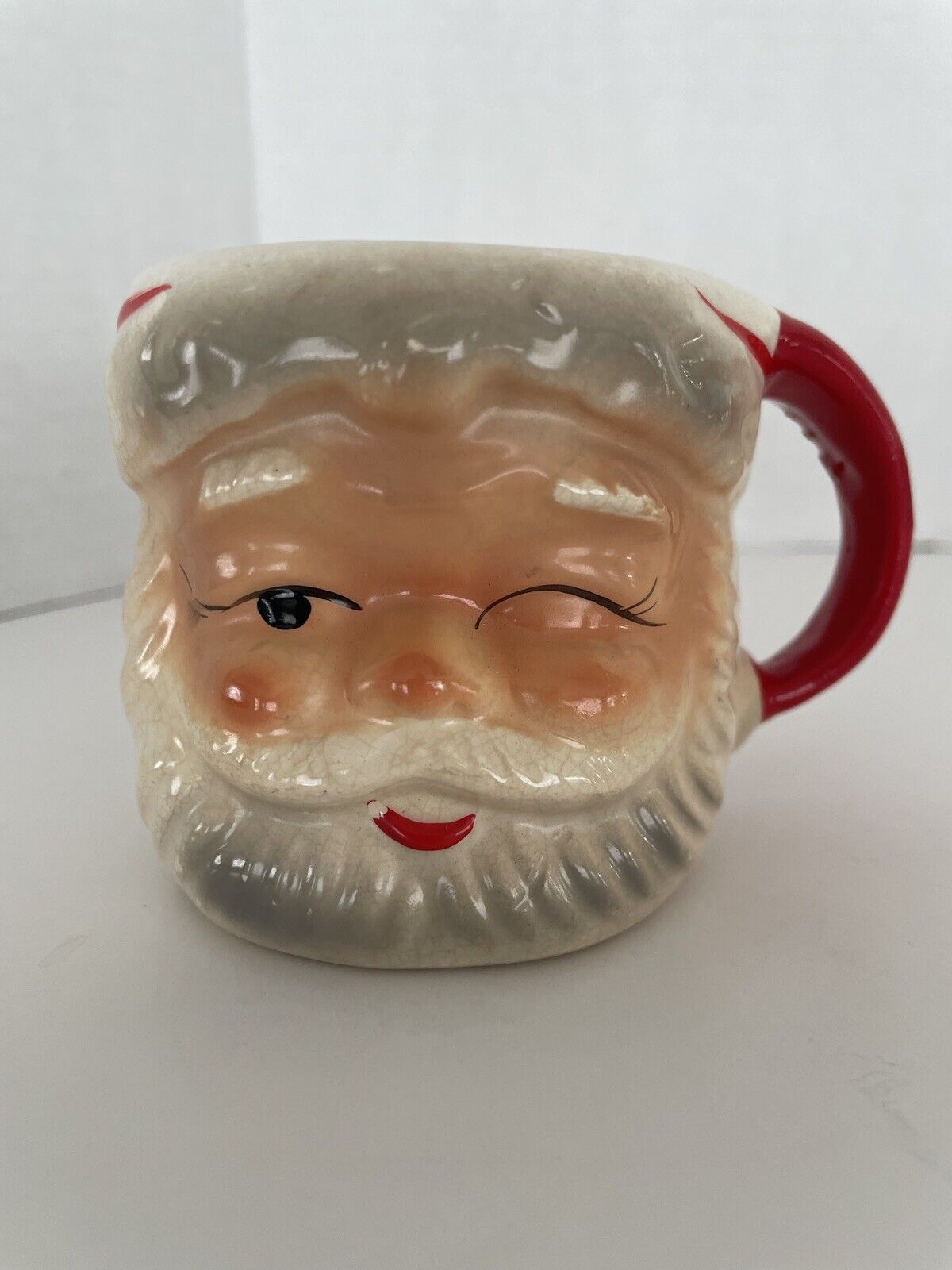 Vintage Winking Santa Mug Brinn’s Japan Face Head Cup TX747 MCM Retro Christmas
