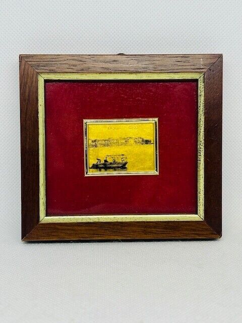 Vintage Foglia Oro 23 Kt. Gold Leaf Mini Framed Picture - Isola Pescatori 4x4.5