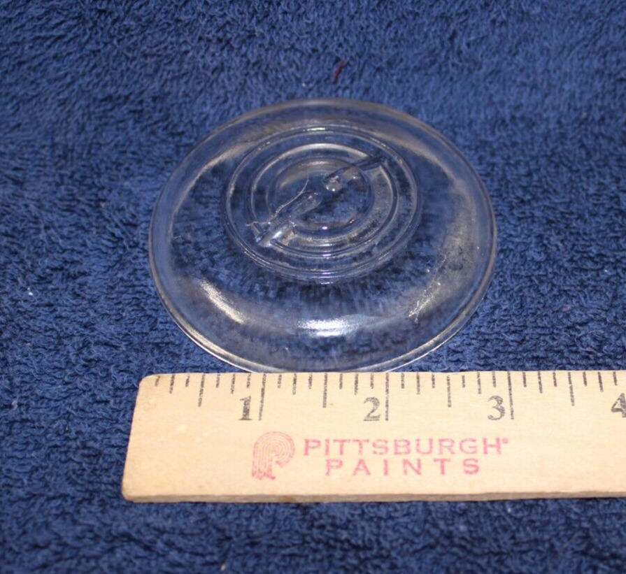 Vtg. Glass Canning Jar Lid With Notch For Bail Wire