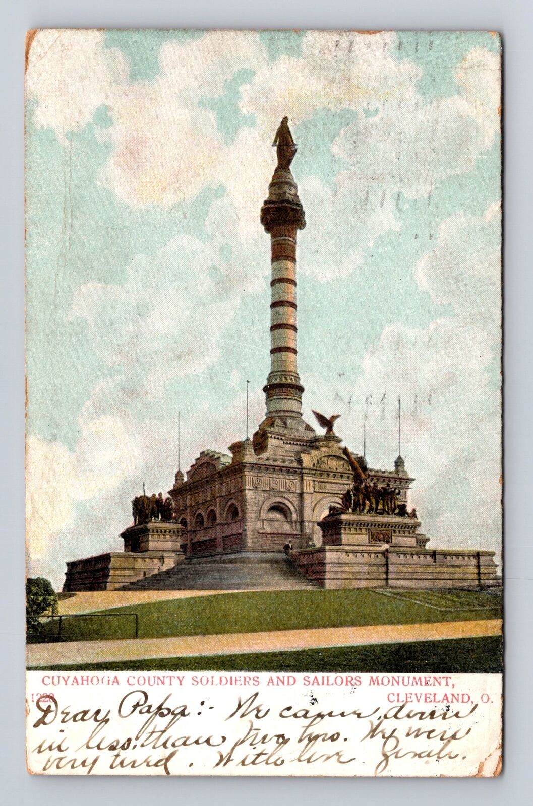 Cleveland OH-Ohio, Cuyahoga Soldiers Sailors Monument, Vintage c1907 Postcard