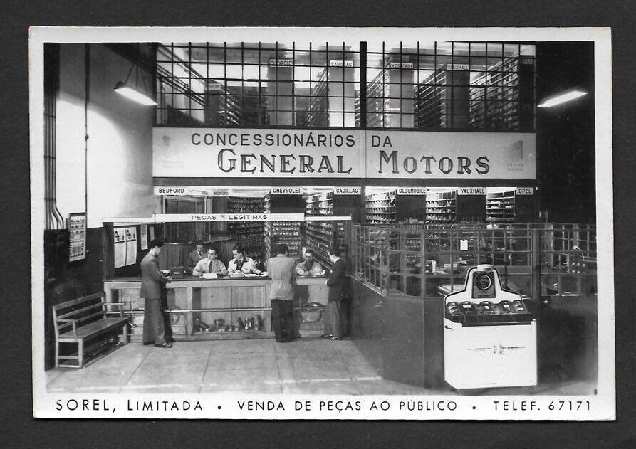 Opel Chevrolet Cadillac General Motors car Lisbon Portugal real photo postcard